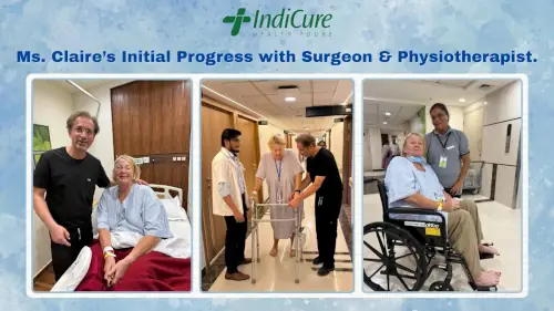 Ms. Claire is Making Her Initial Progress with Surgeon and Physiotherapist Ms. Claire is Making Her Initial Progress with Surgeon and Physiotherapist